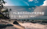 大讨论：YSL蜜桃色WWW究竟意味着什么 · 争议505（409 ）